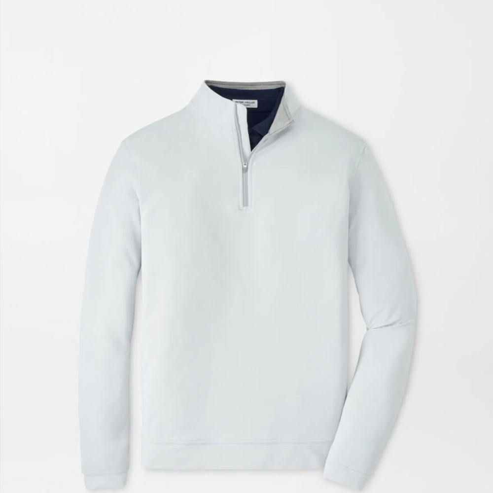 Men's Peter Millar Light Gray Half-Zip Sweater